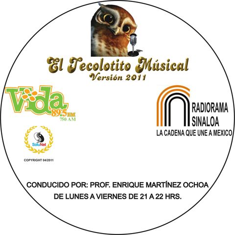 Portada de CD de Tecolotito Musical de Televisa Radio Sinaloa, logo del programa también diseñado por nosotros